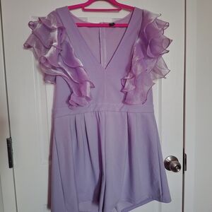 SHEIN Lavender Ruffle Sleeve Jumpsuit